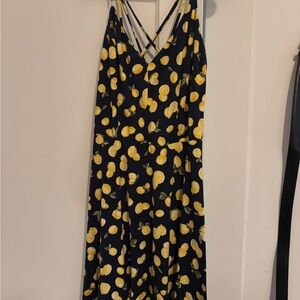 Nine Britton Citrus Pattern Mini Dress - Dark Blue and Yellow